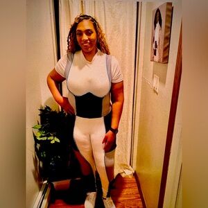 Two piece sweat suit stretch material